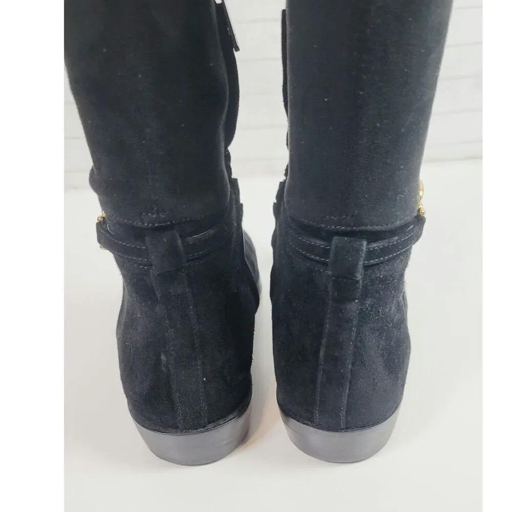 SAM EDELMAN CLIVE KNEE HIGH RIDING BOOTS IN BLACK SUEDE, SZ 10.5